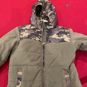North Face Boys Reversible Jacket Camouflage Fleece Slick Boys 10/12 Like New